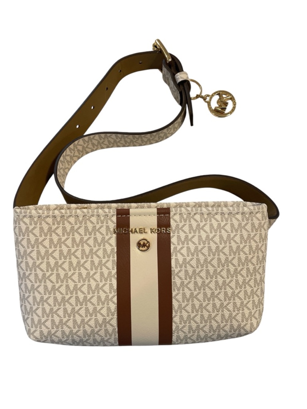 Michael Kors Adjustable Belt Bag Ivory and Tan S/M